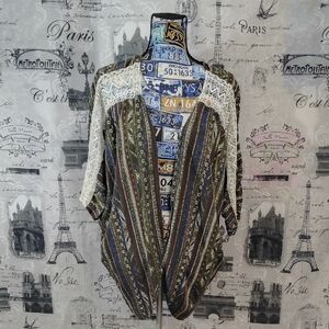 Copper Key Multicolor Striped Kimono Blouse